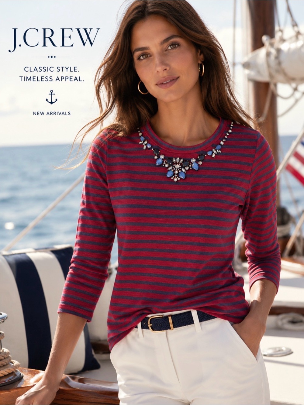 Stunning J. CREW Jeweled Striped Top